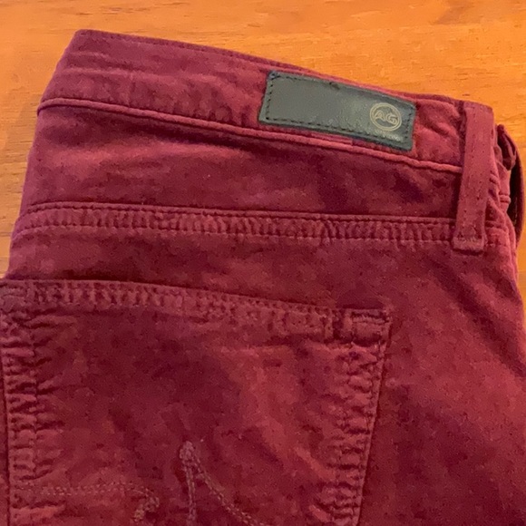 AG Adriano Goldschmied 28 Red The Legging Super Skinny Velvet Pant - Picture 2 of 6